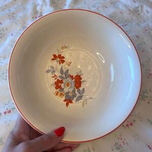 Camwood  Ivor Floral Ceramic Bowl with Orange and Blue  Flower Accents GUC